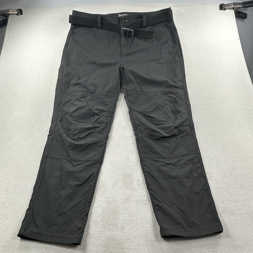 Simms Pants Mens 40 Gray Nylon Fishing Outdoor Hiking Belted Stretch Double Knee - Picture 3 of 16
